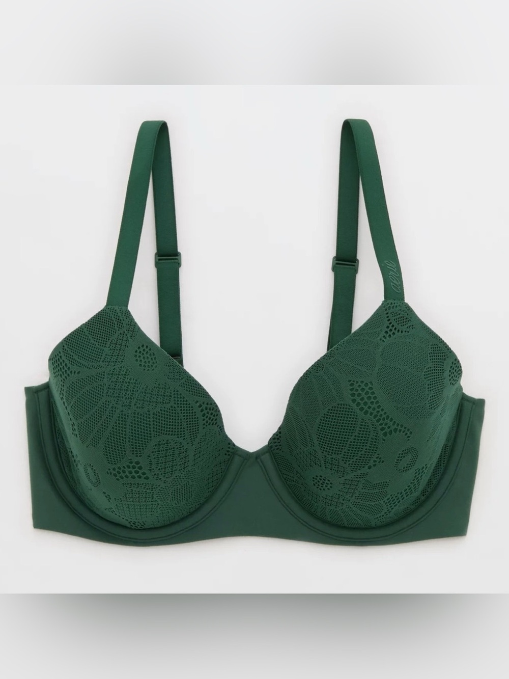 Aeria Smothiez Lace Full Coverage Lightly Lined Bra 34D Green Everyday Comfort - Picture 1 of 10